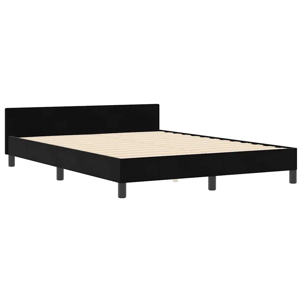 Letto a molle con testiera Nero 140 x 190 cm Velluto