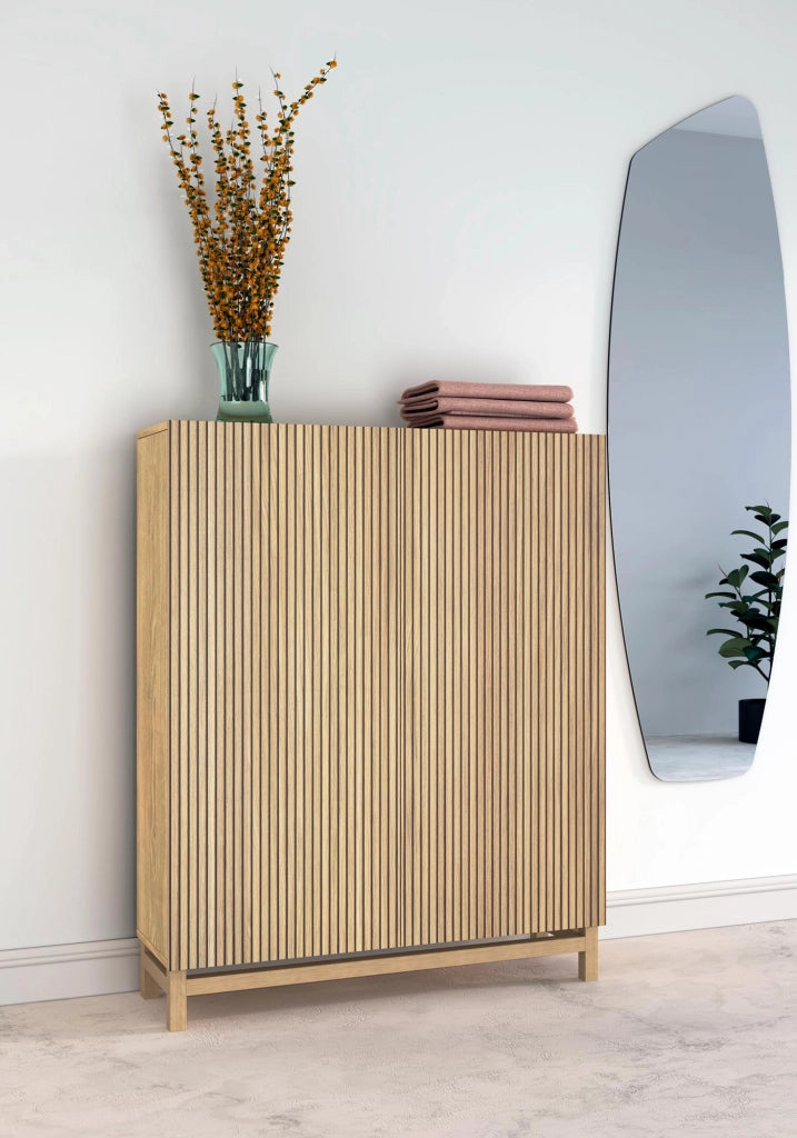 Scarpiera Herdasa effetto rovere dorato ante stampa doghe 112x90x27