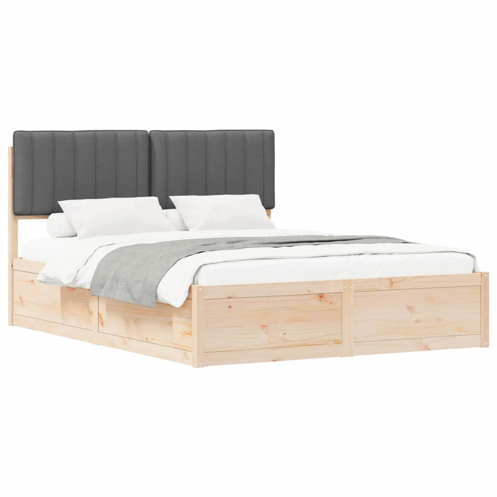 Letto con Testiera Rivestita-Struttura Letto con Testiera Grigio scuro 150 x 200 cm 939366