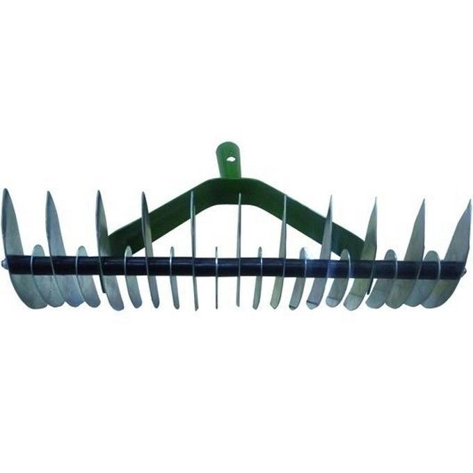 Vigor 63745-10 Rastrello Assolcatore Denti Doppi Zincato 32 Denti 11 Lunghi 21 Corti Larghezza 38 cm Attacco Conico 25 mm