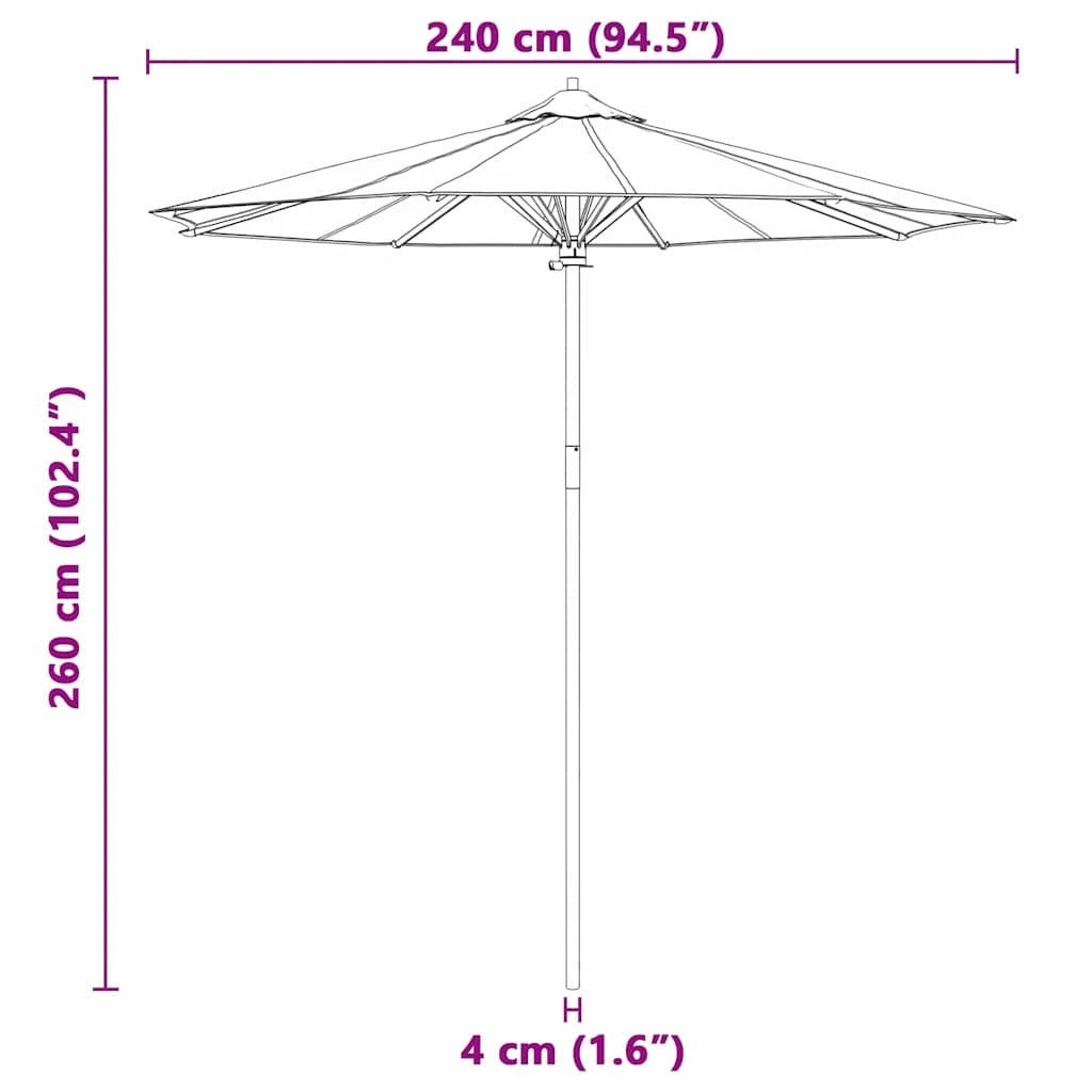Pratico e leggero ombrellone da giardino rotondo 240 x 240 x 260 cm in bambù grigio scuro 02_0058248