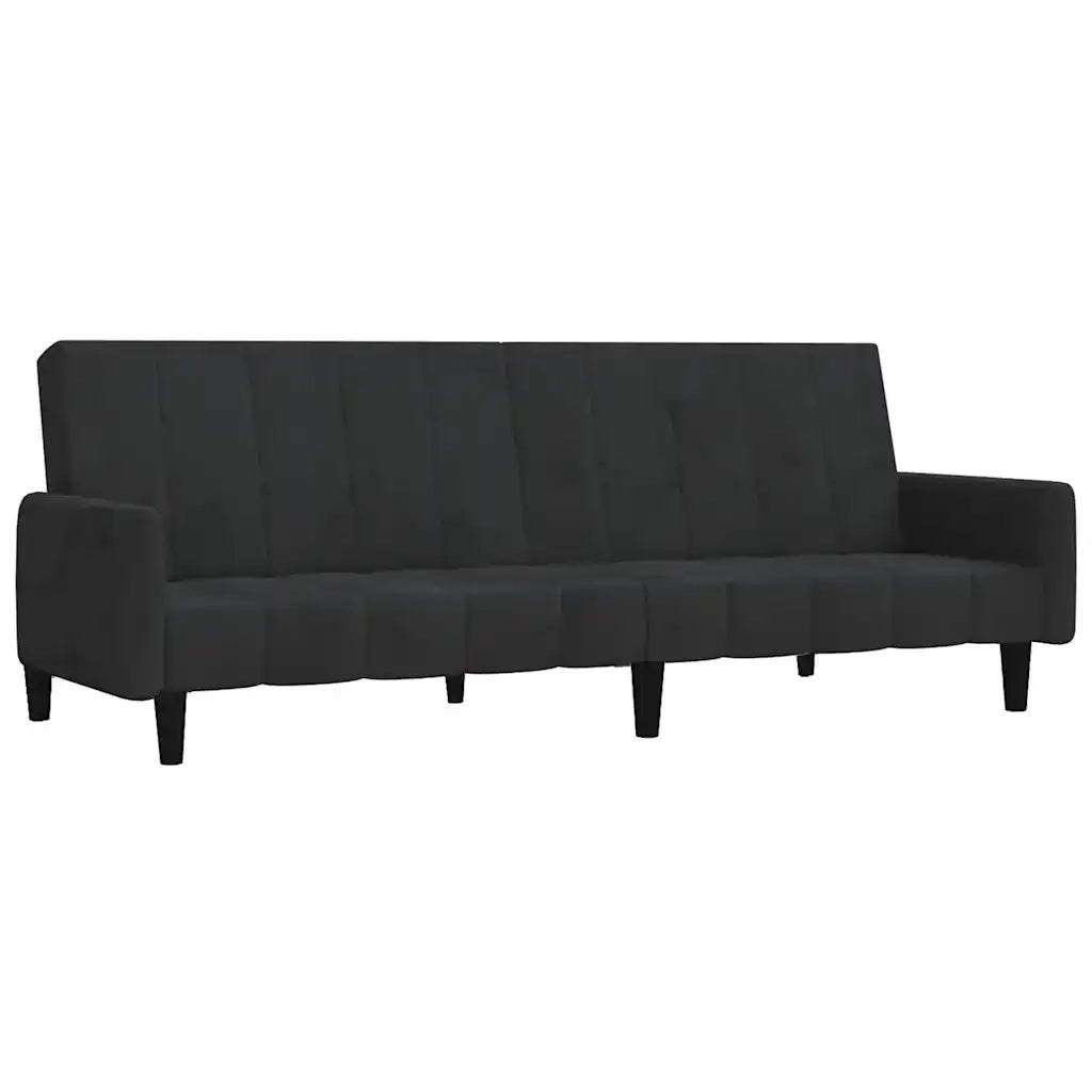 Divano Letto a 2 Posti Nero in Velluto 375780