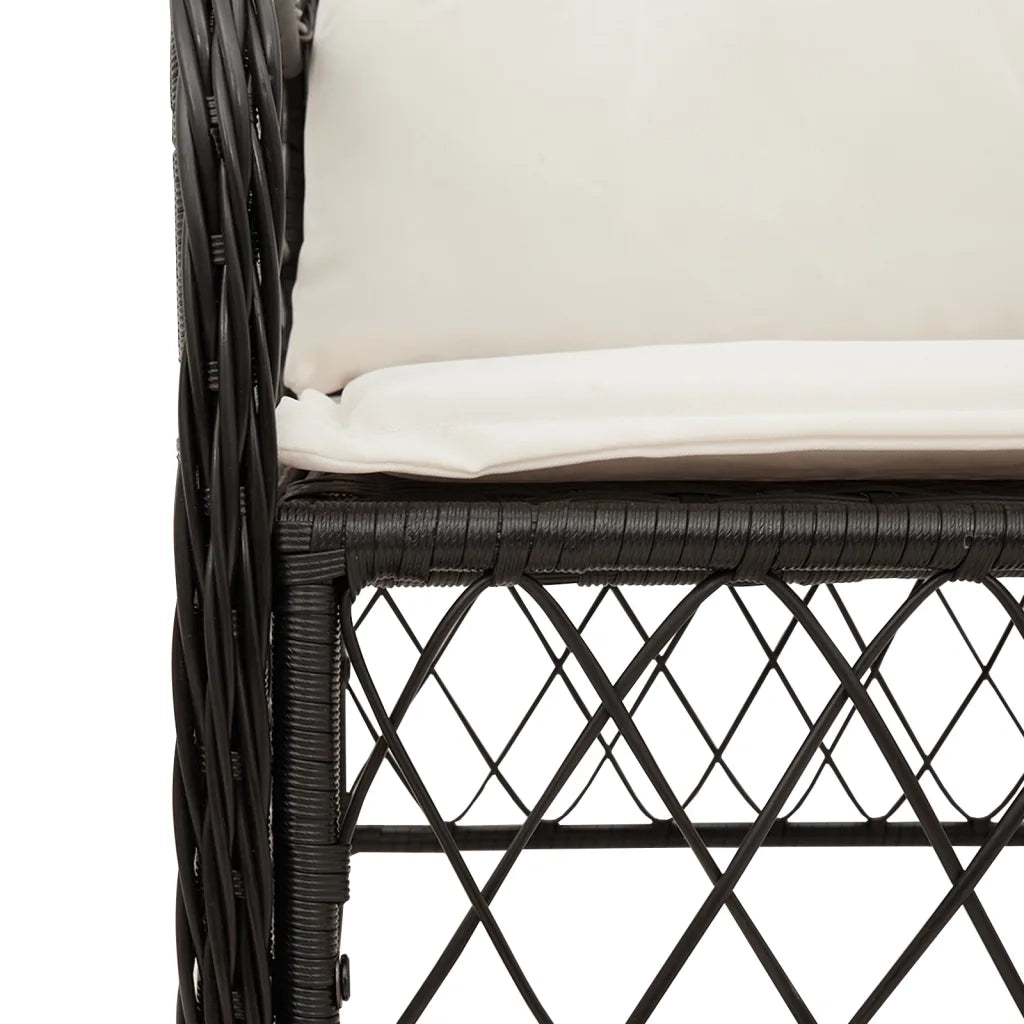 Set da Pranzo da Giardino 5 pz Nero con Cuscini in Polyrattan 3212090