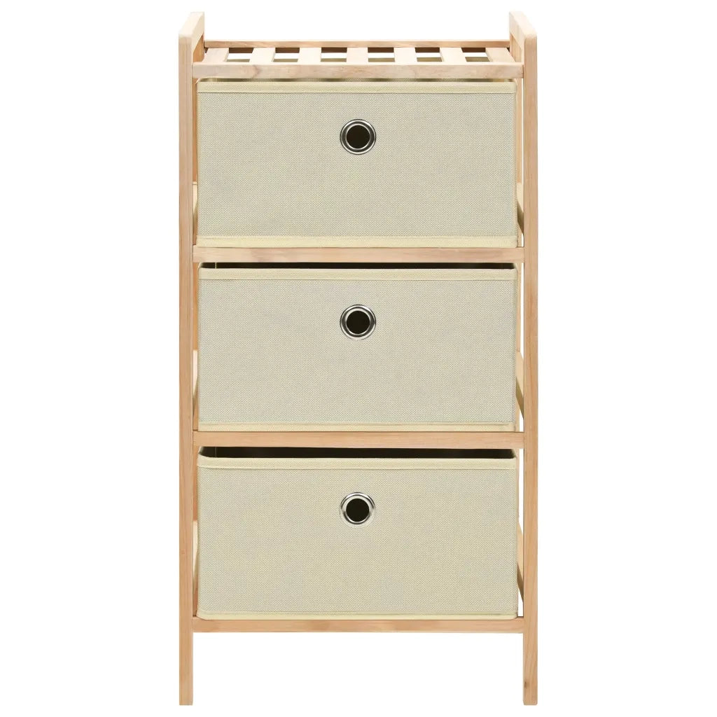 Scaffale con 3 Cesti in Tessuto in Legno di Cedro Beige 246433