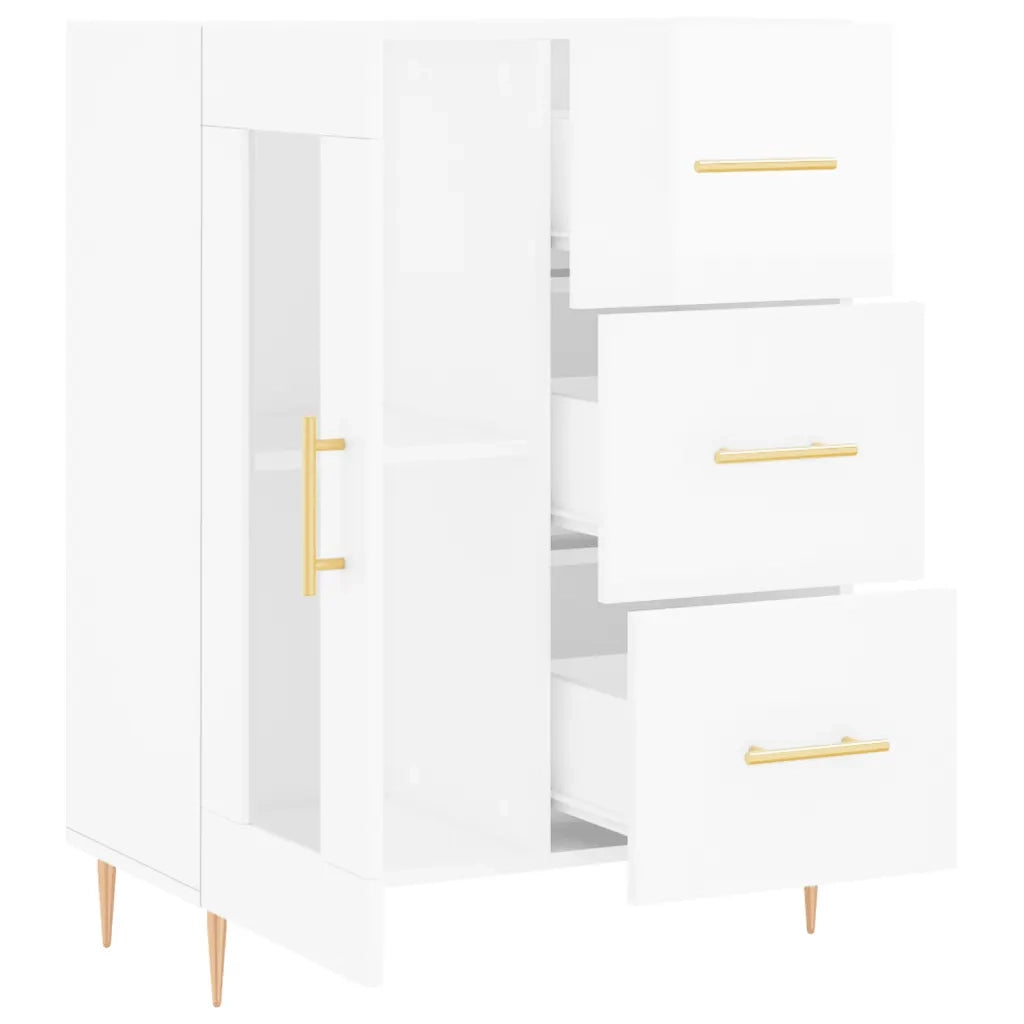 Credenza-Buffet-Armadio da cucina 69,5x34x90 cm in Legno Multistrato Bianco Lucido 460396