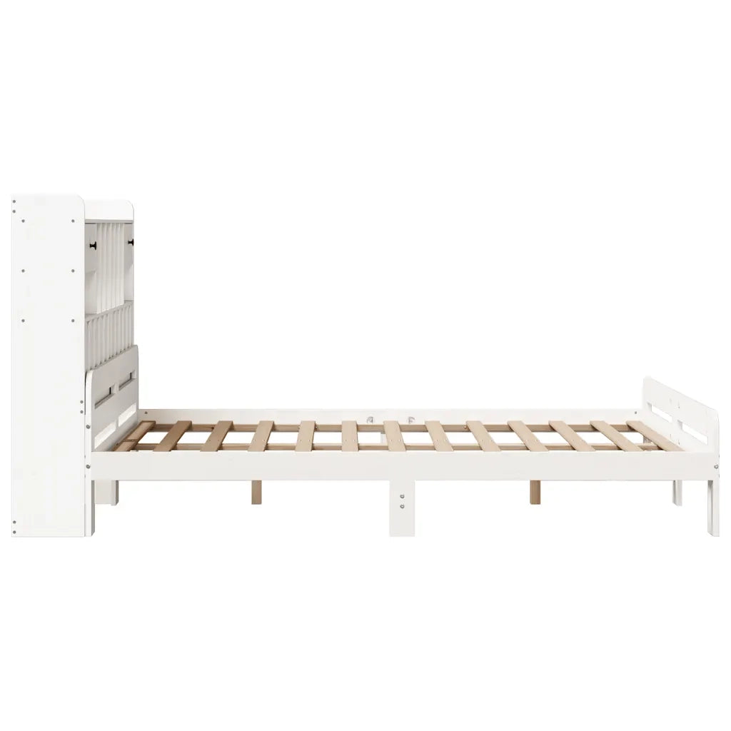 Letto Libreria senza Materasso Bianco 140x200 cm Legno di Pino 3308883