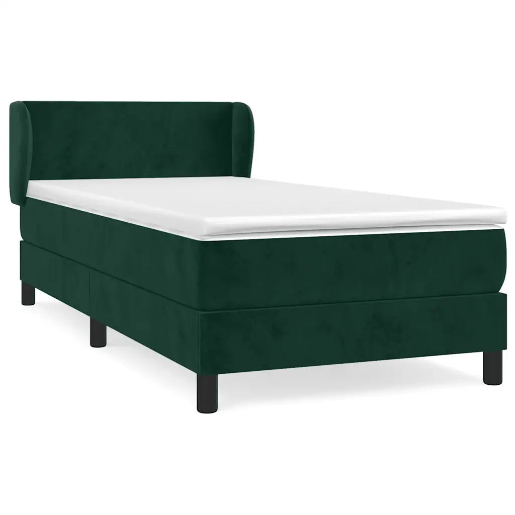 Giroletto a Molle con Materasso-Struttura Letto Verde Scuro 90x190 cm Velluto 605034