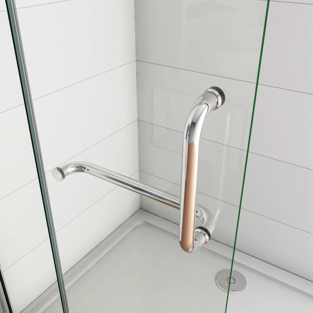 WALK IN Parete Doccia Paretina Fissa + Porta Movibile 86x190 cm in Vetro 8 mm Trasparente Temperato Anticalcare con Barra Stabilizzatrice Telaio Cromato Lucido