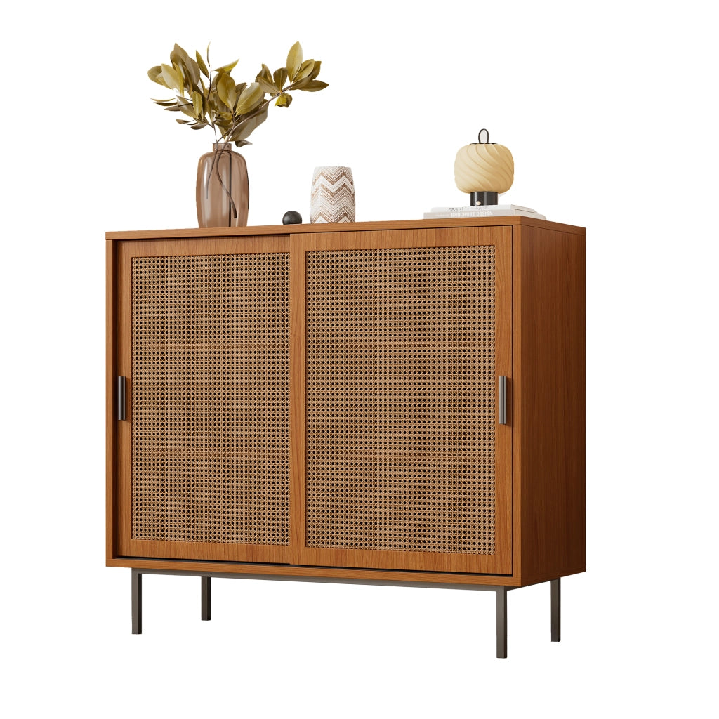 Credenza con Ante Scorrevoli e Ripiani ¨C MINIMAL ¨C Bianco, 100x90x37 cm