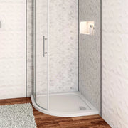Piatto Doccia Semicircolare 90x90cm Bianco Spessore di 3 cm in Pietra Artificiale e Resina Minerale Mista Piletta Extra Piatta Sottile e Tubo inclusi