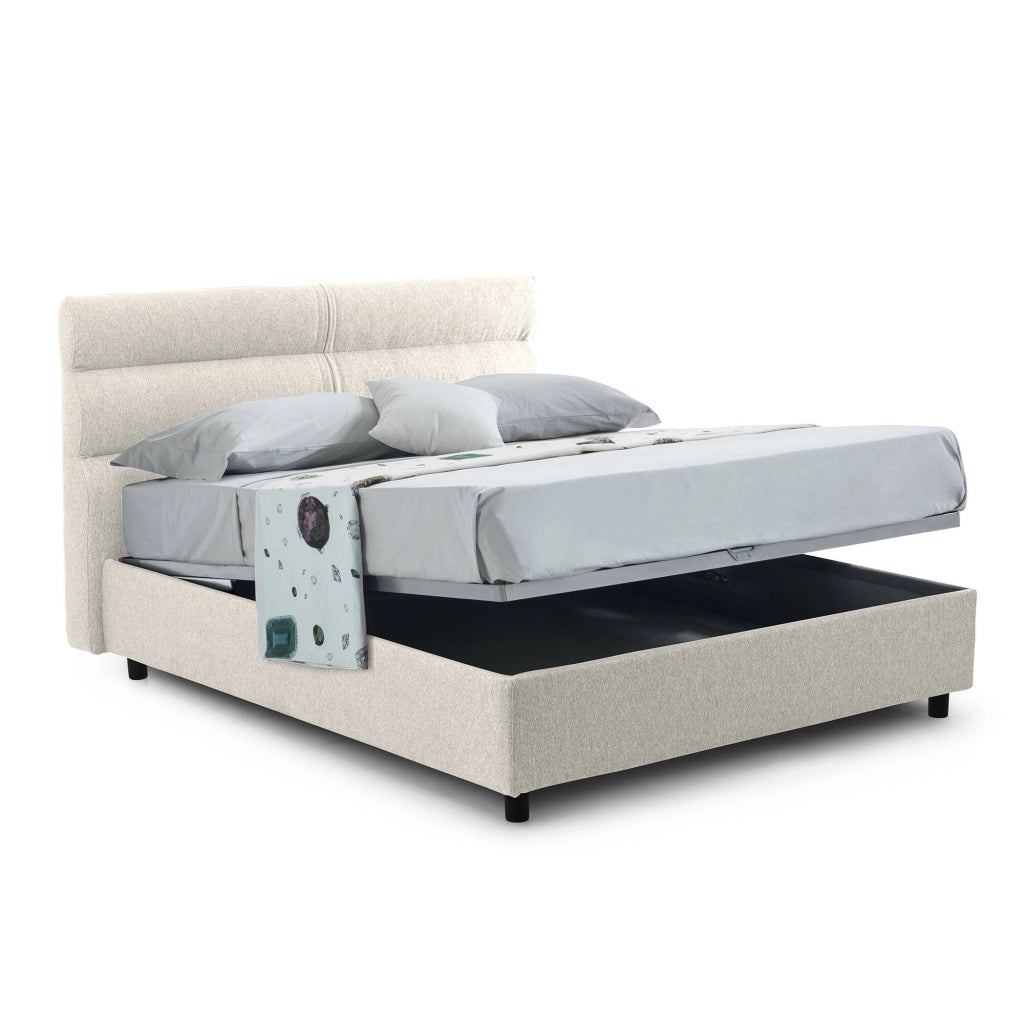 Letto Matrimoniale Bedero, Letto Matrimoniale Materasso Incluso Made in Italy, Beige