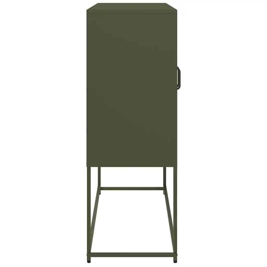 Credenza | Madia | Buffet da pranzo | Armadio da pranzo Verde Oliva 100,5x39x107 cm Acciaio Laminato a Freddo