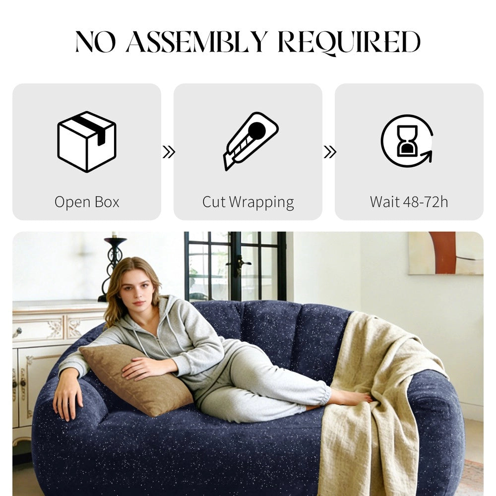 Divano Pouf Bean Bag con Braccioli ¨C MINIMAL ¨C Grigio, Velluto, Oversize