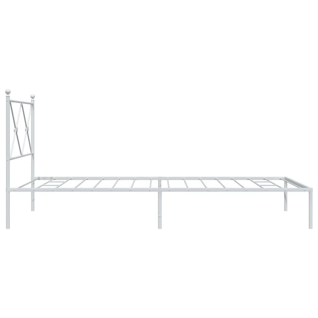 Giroletto con Testiera-Struttura Letto con testiera Metallo Bianco 100x190 cm 457644