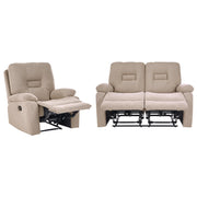 Set da salotto poltrona a 2 posti tortora beige reclinabile con schienale e poggiapiedi regolabili manualmente
