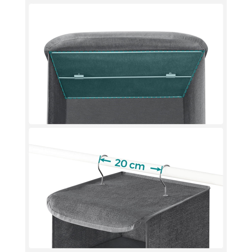 Organizer pensile grigio per armadio a 5 scomparti