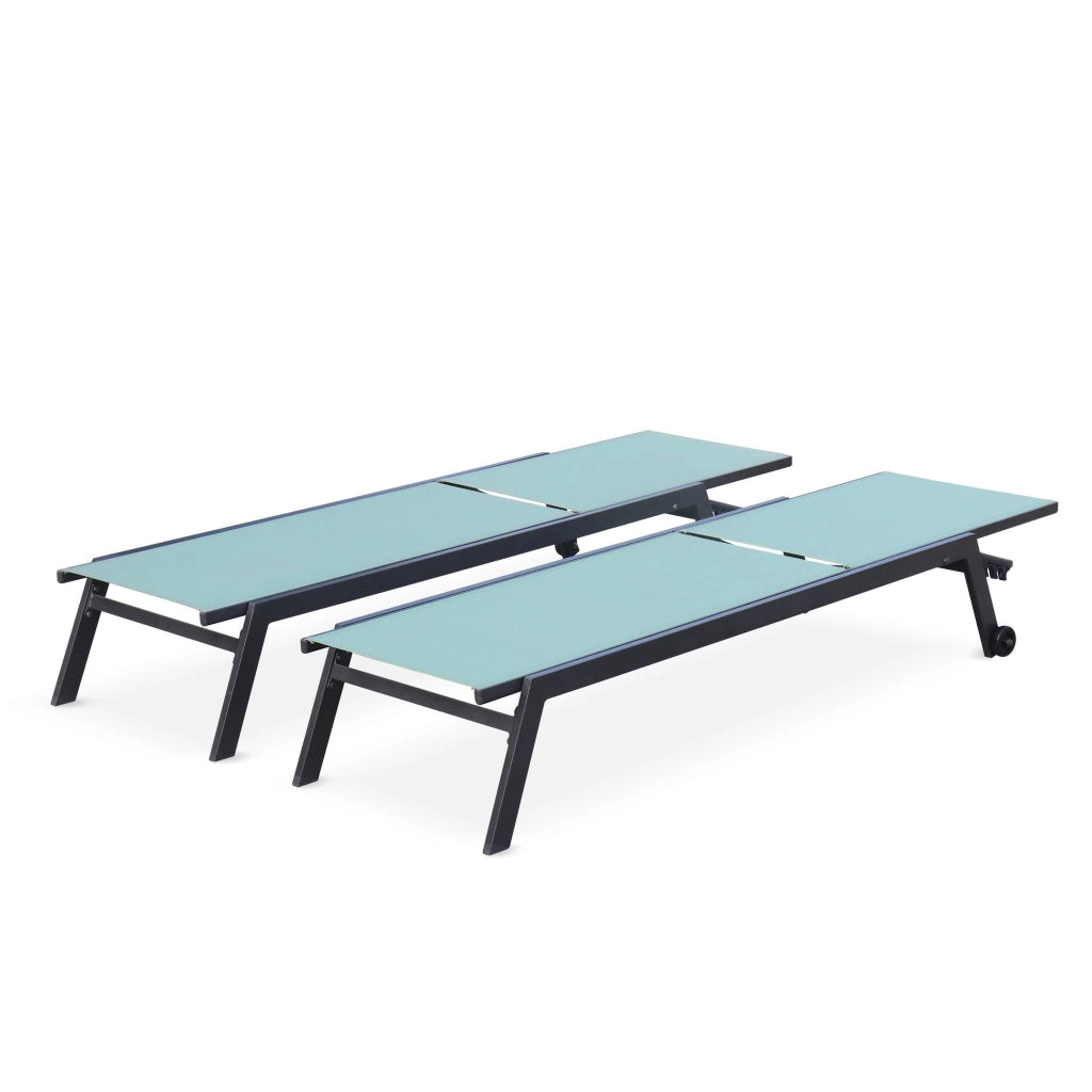 Set 2 lettini prendisole in alluminio e textilene multiposizione,