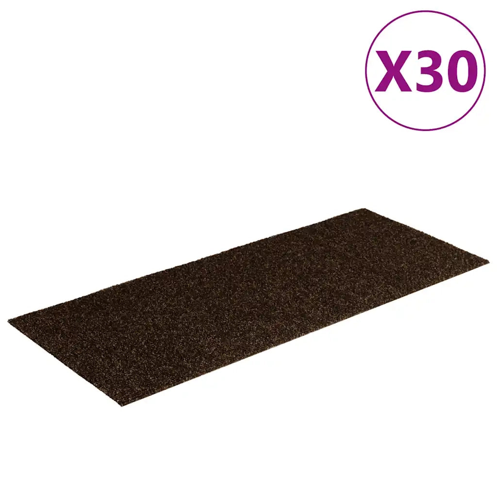 Tappetini per scale autoadesivi 30 pz 60x25 cm marrone rettangolari 3365709