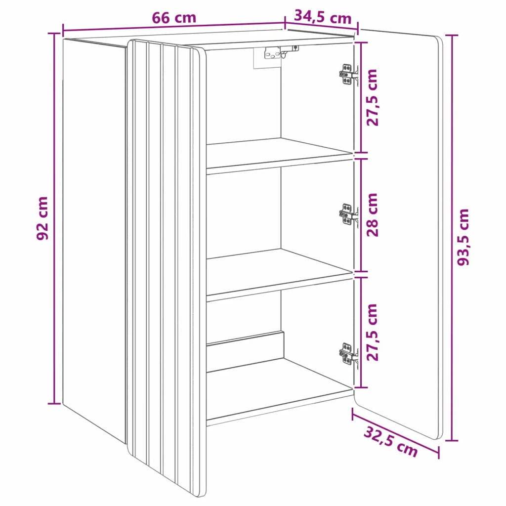 Mobiletto a muro Rovere Artigianale 66 x 34,5 x 92 cm 898234