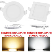 Trade Shop - Kit 10 Plafoniere Faretti Led Tondo O Quadrato Da Incasso Con Alette 6w - -bianco Freddo  Tondo    -