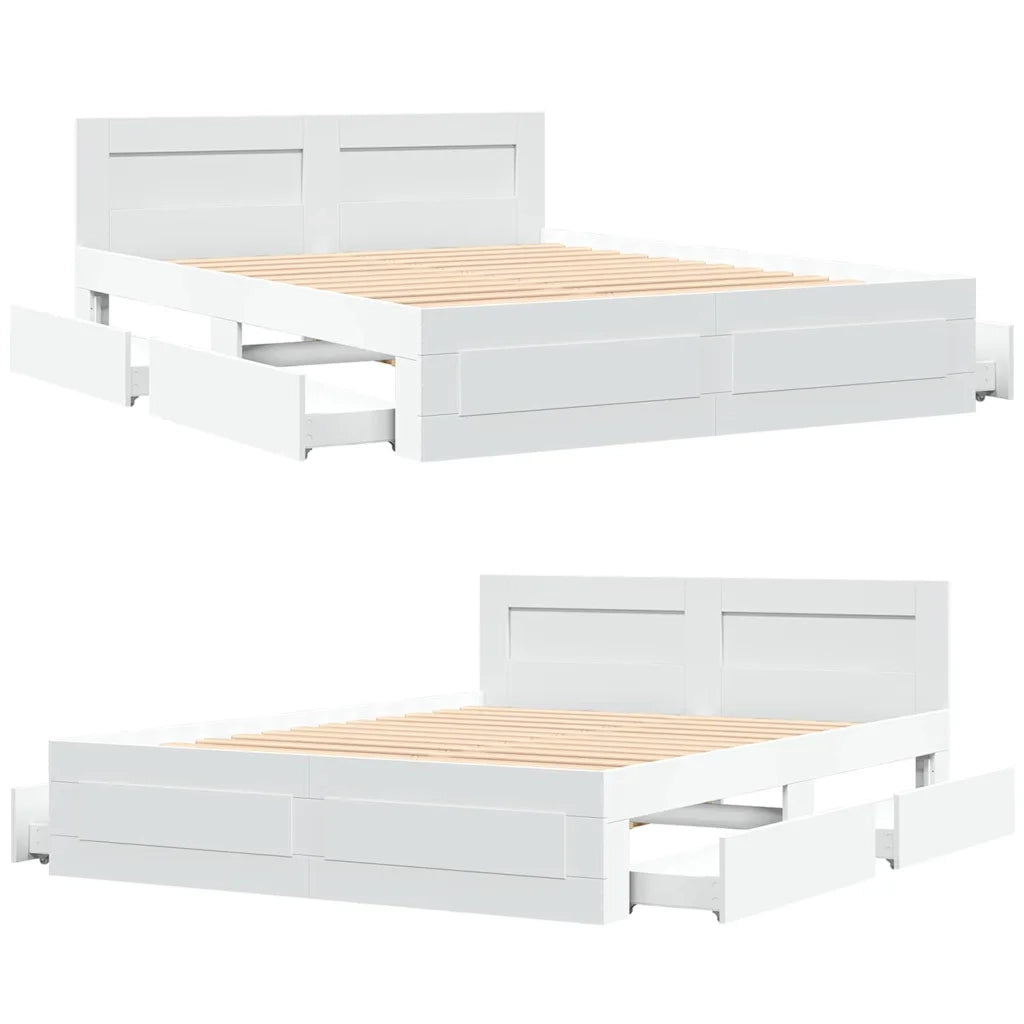 Struttura del letto 2 pcs Bianco 150 x 200 cm Legno multistrato 3402858