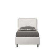 BS COM Letto singolo con rete imbottito 80x200 similpelle bianco