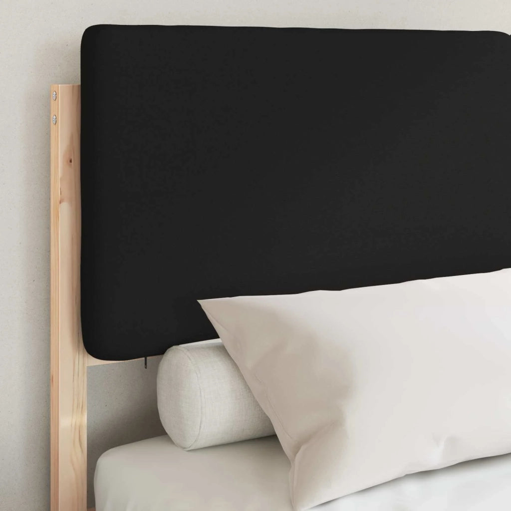 Letto con Testiera Rivestita-Struttura Letto con Testiera Nero 135 x 190 cm Pino massello 675687