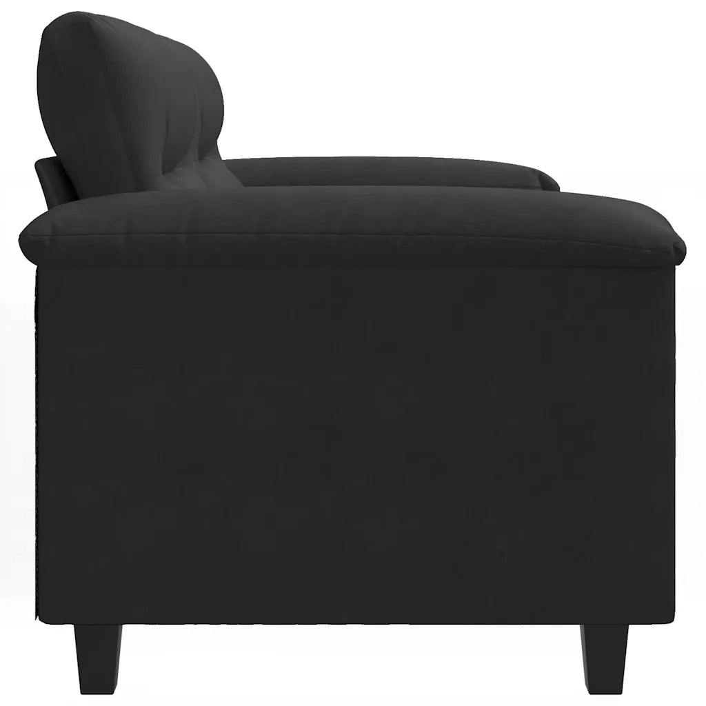 Divano a 2 Posti-Sofa 2 Posti Nero 140 cm in Tessuto Microfibra