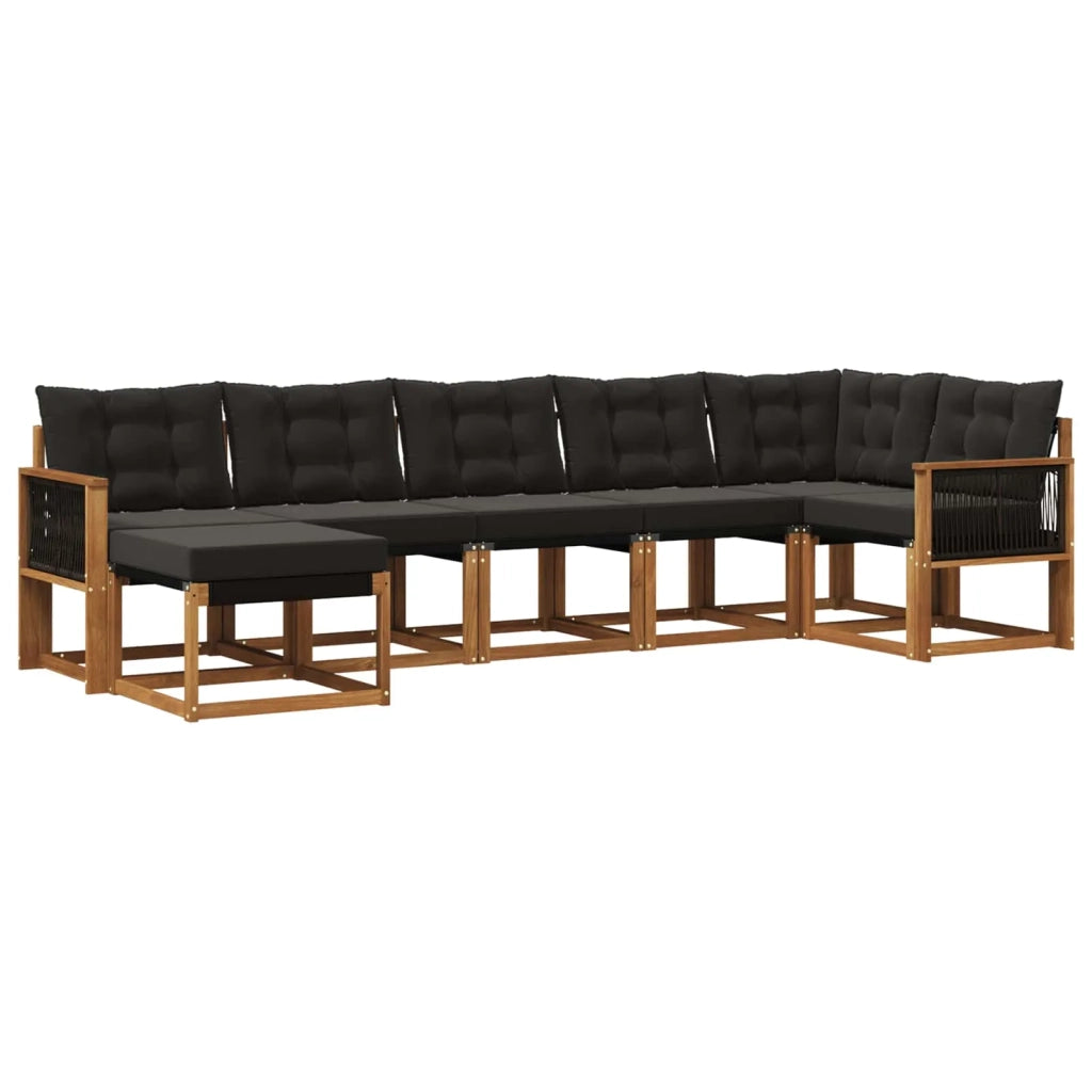 Set di divani da esterno con cuscino 7 pcs Naturale e Nero 3382096