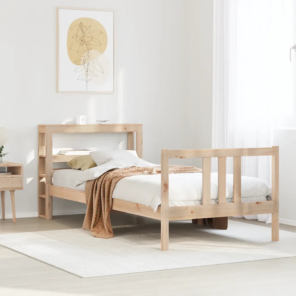 Giroletto con Testiera 90x190 cm in Legno Massello di Pino 3305955