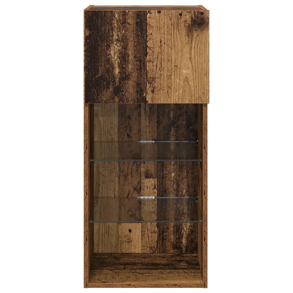 Mobile TV da Parete | Armadietto TV | Mobile Porta TV con LED Legno vecchio 40,5 x 30 x 90 cm