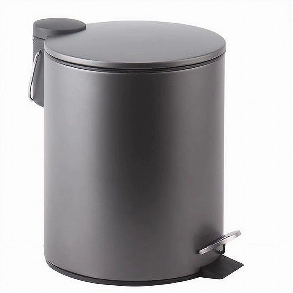 Trade Shop - Pattumiera Acciaio A Pedale 5lt Bidone Cestino Spazzatura Bagno Casa Grigio 87452 -