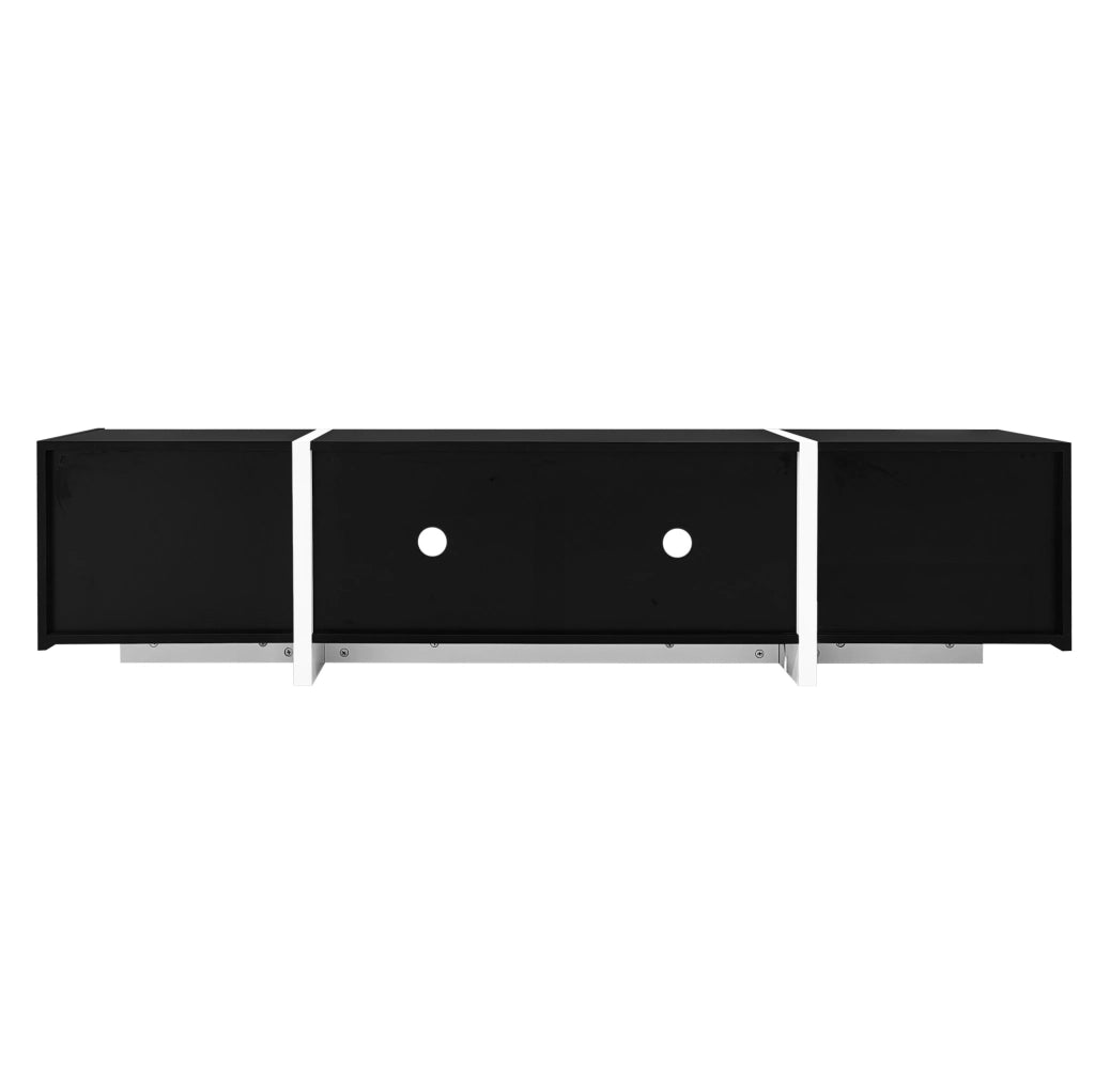 Mobile TV 170x30x39 cm con 3 ante; cassetto e anta a ribalta in truciolare nero e bianco