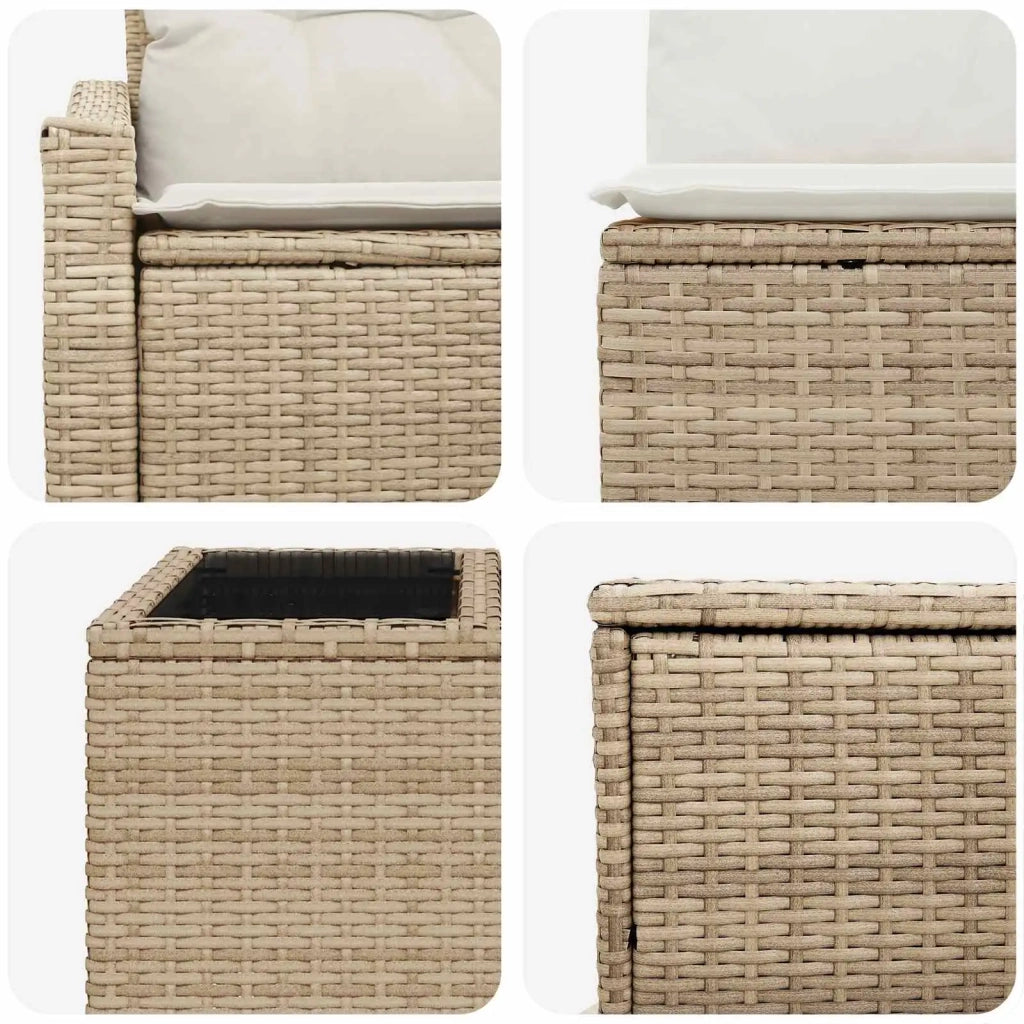 Set di divani 6 pz Beige e Bianco Crema 3447306