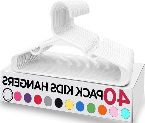 Hangers in velluto per bambini (Set da 40) (Bianco)