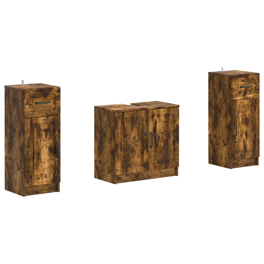 Set di Armadi da Bagno da 2 Pezzi UTRECHT Rovere Fumo 3418058