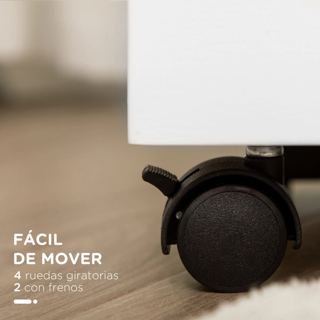Carrello per Bagno con 3 Cestini e Ruote ¨C Zephmum ¨C Bamb¨´ 28x18x75 cm Bianco