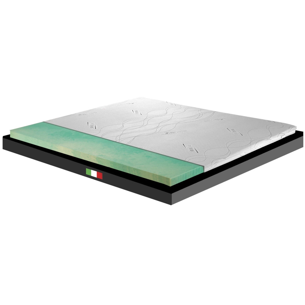 Topper rigido, correttore ORTOPEDICO BIOGREEN H6, DISPOSITIVO MEDICO DETRAIBILE, tessuto anallergico sfoderabile, 4 lati in ARGENTO - ORTOPEDIC francese 140x195