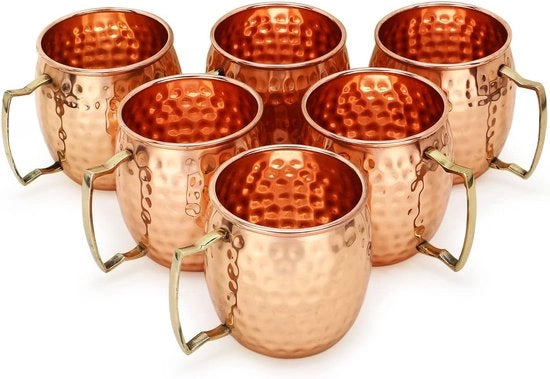 Set di Calici in Rame Artigianali da 6 - Calici Cocktail di Alta Qualità da 440 ml
