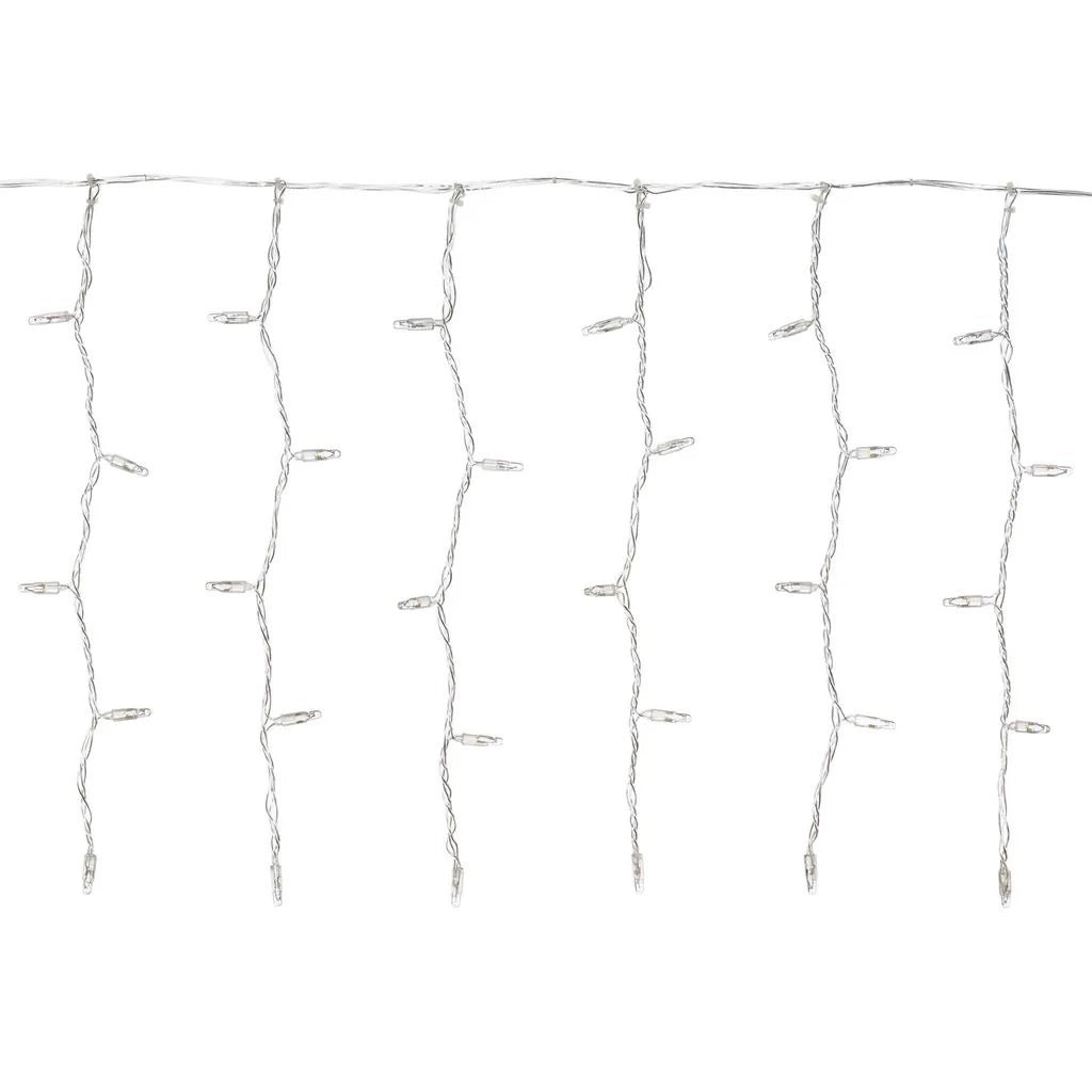 Tenda con maxiled bianco caldo o bianco freddo, cavo trasparente, prolungabile diverse misure - bianco-freddo - 0.5 M.