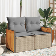 Divano da Giardino con Cuscini a 2 Posti Beige in Polyrattan 366099