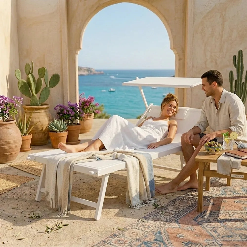 Lettino Mare L-Mediterraneo PLUS - Bianco