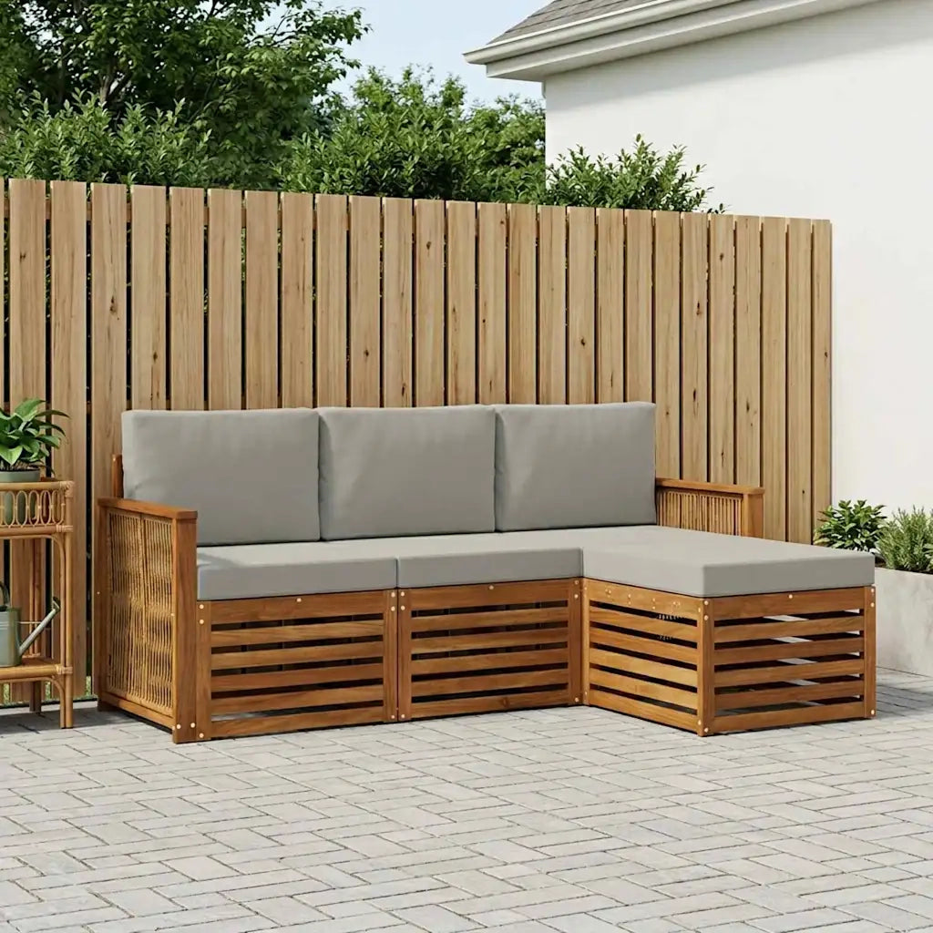 Set di divani da esterno 4 pcs Naturale e Grigio Chiaro 3384207