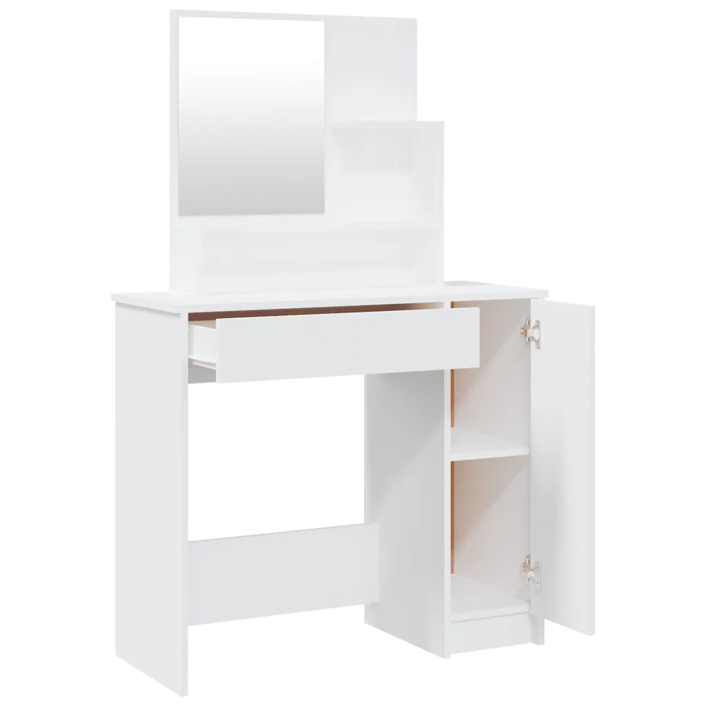 Set Tavolo da Toeletta | Tavolo da Trucco Bianco 86,5x35x136 cm