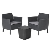 Set da Giardino 3 Pezzi in Rattan Sintetico con Cuscini e Tavolino 3 Pezzi