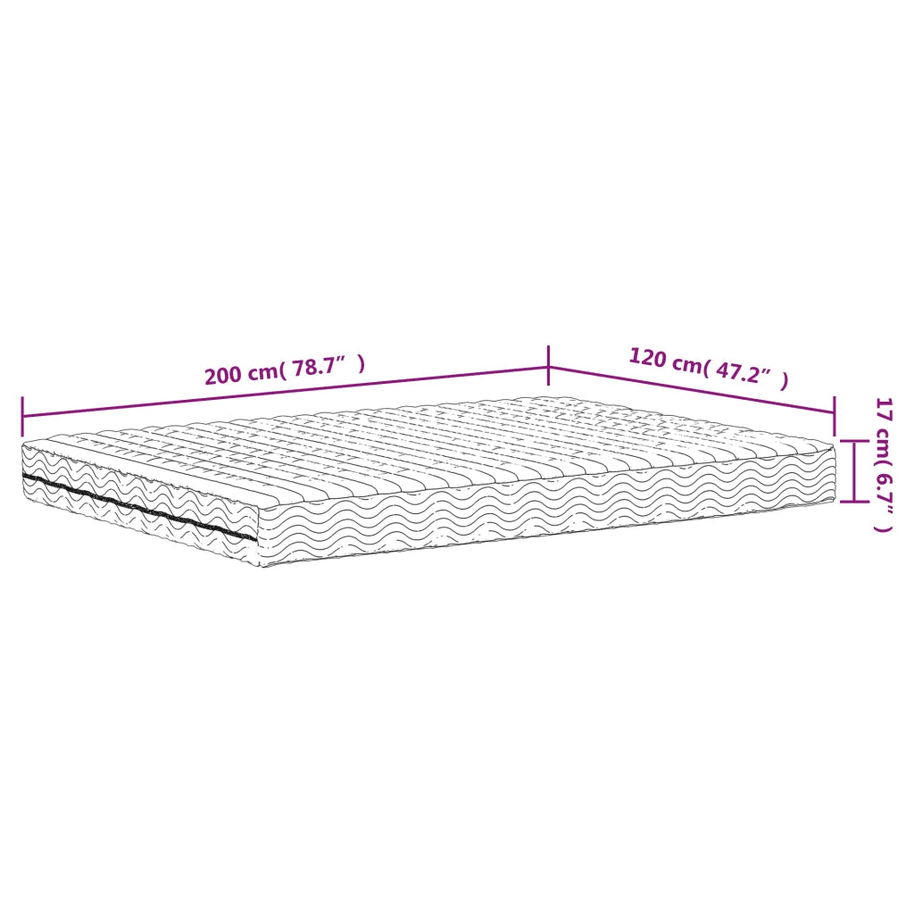 Materasso in Schiuma Bianco 120x200 cm Durezza H2 H3