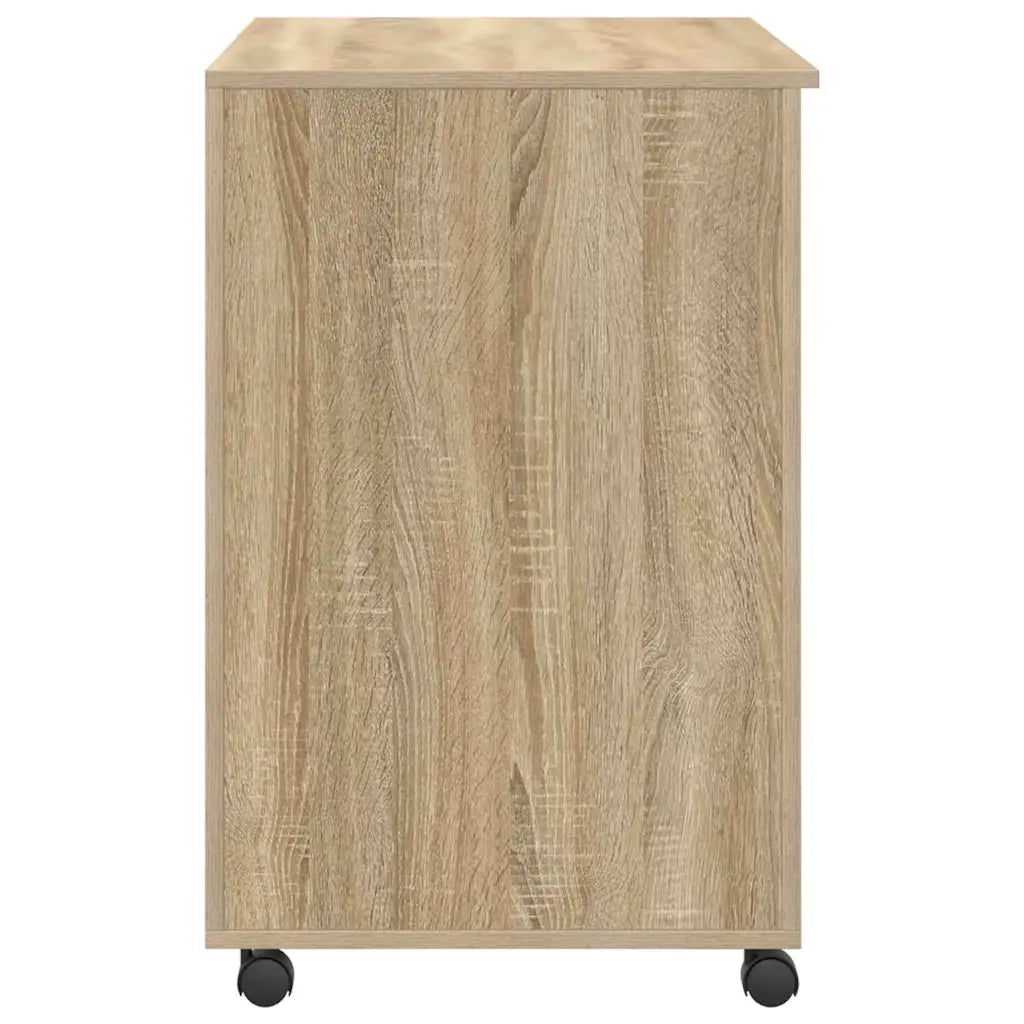 Scrivania | Tavolo da Ufficio con Ruote con cassetto Rovere Sonoma 91 x 50 x 77 cm