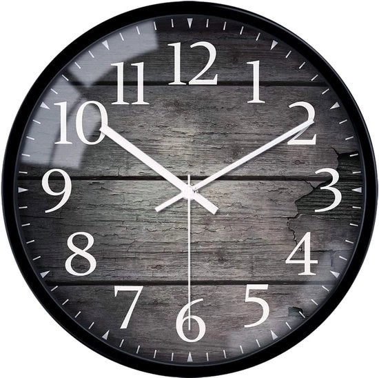 Orologio da Parete a Batterie 12 Pollici con Numeri Arabi Retro Stile Decorativo Ronde Campane in Vetro per Interno Decorazione Casa