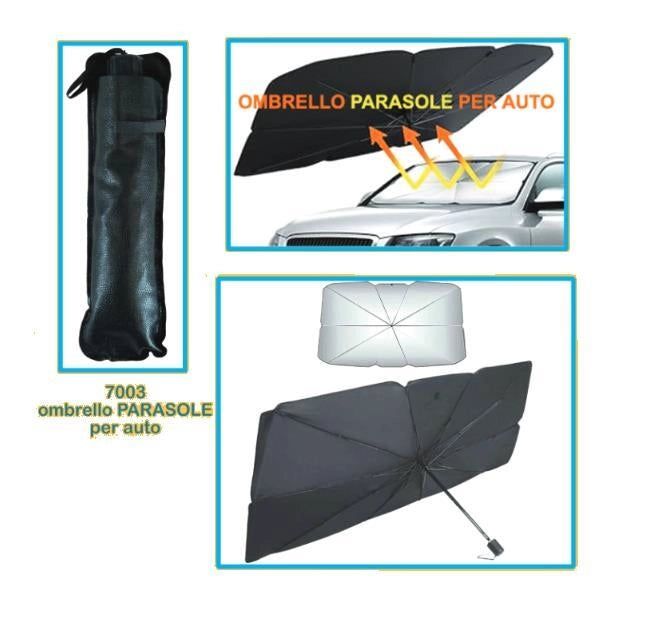 Parasole Auto Parabrezza ad Ombrello Pieghevole con Custodia 63 x 113 cm