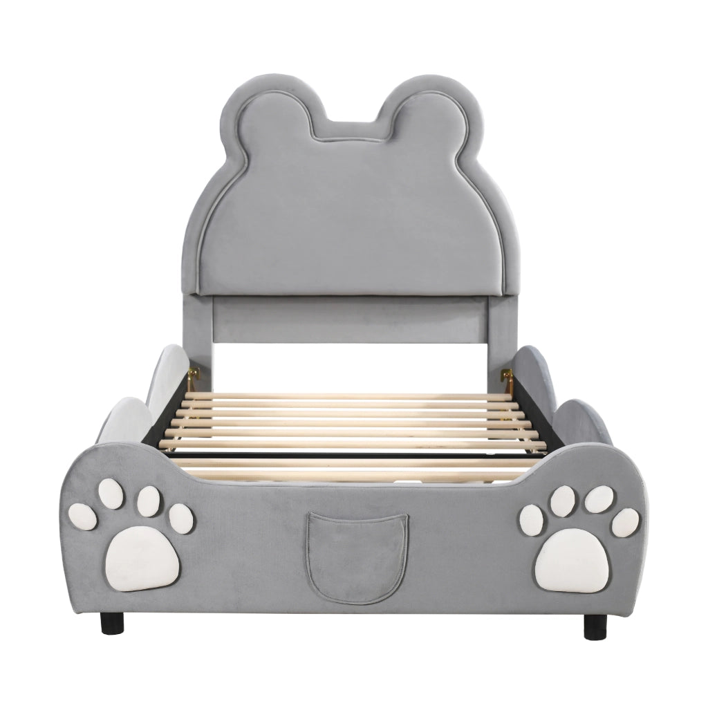 LETTO imbottito a forma di orso 90x200 cm grigio